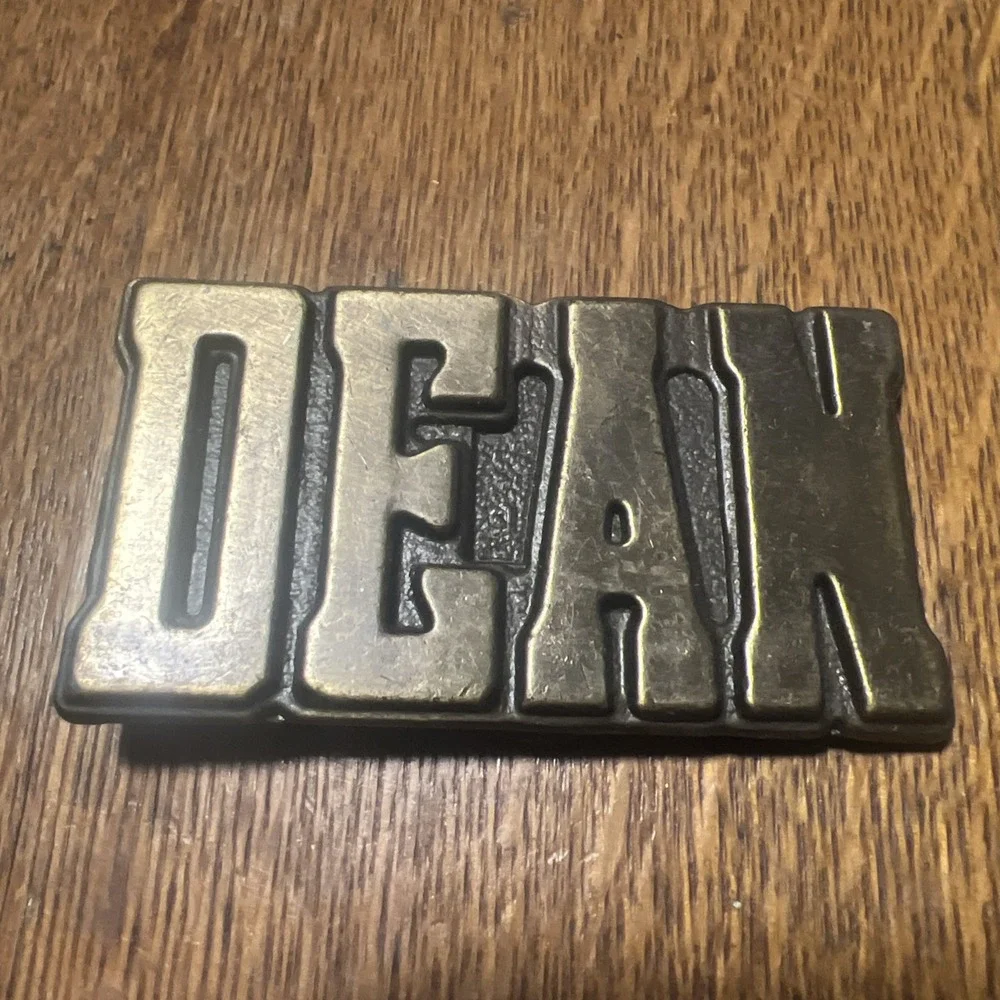 Vintage Western Brass Dean Name Belt Buckle Solid Brass 1970s Gold Tone B12